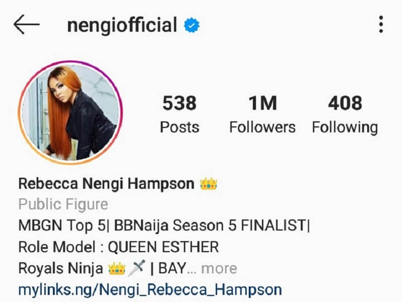 Instagram Over 1 Million Followers How To Hack Your Follower Count On Instagram Nengi S Instagram Followers Reach 1 Million After Bbnaija Finale Dnb Stories