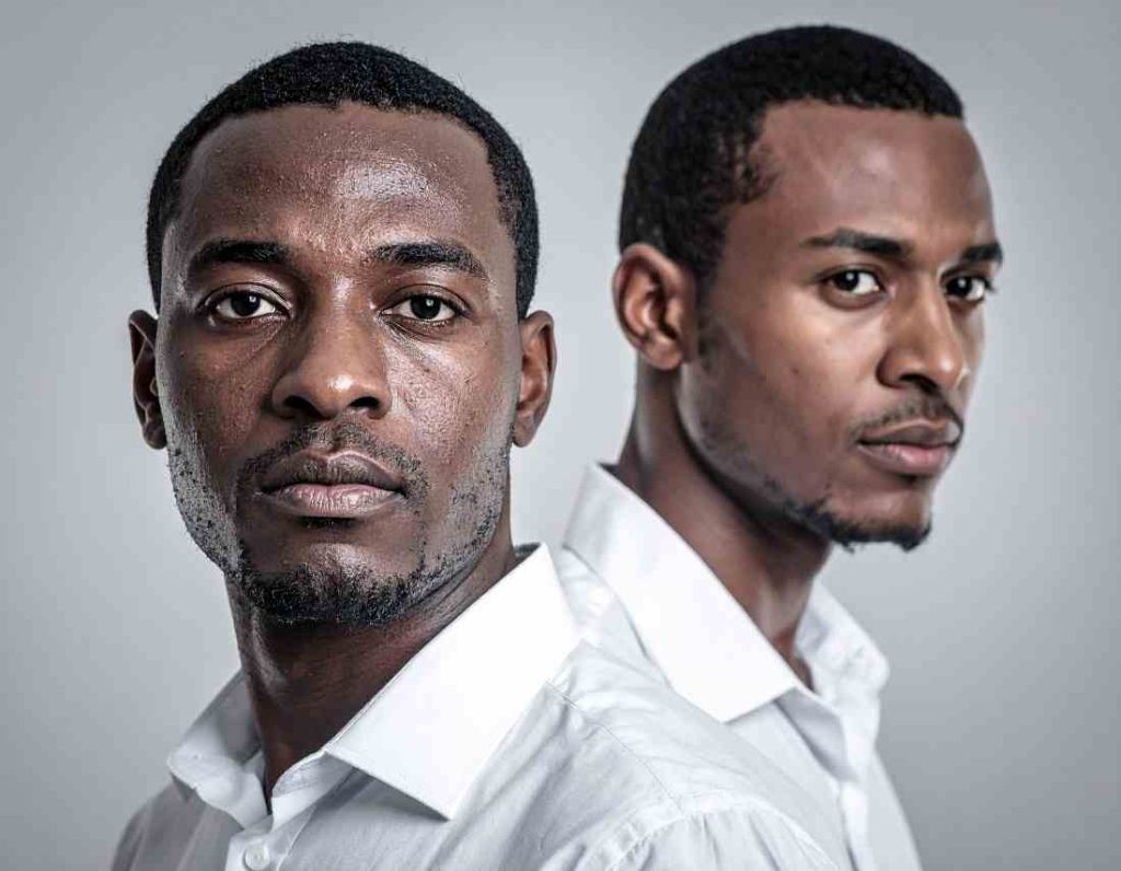 same black man; two different sad personas stress of code switching